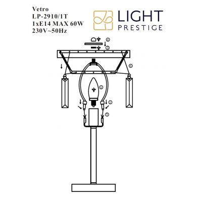 Light Prestige Vetro lampa biurkowa 1x60W srebrny/przezroczysty LP-2910/1T