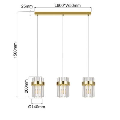 Light Prestige Vetro lampa wisząca 3x10 W złota LP-2910/3L GD