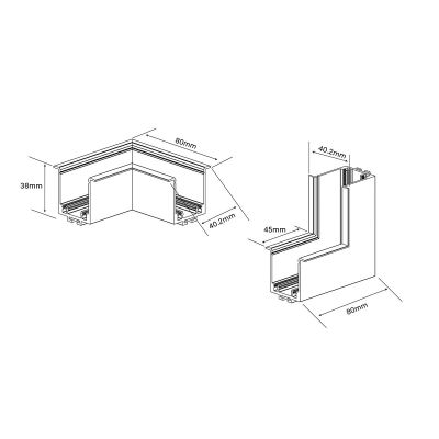Light Prestige Magnetic Slim łącznik L sufit czarny LP-656-MAG SLIM L RS kąt BK