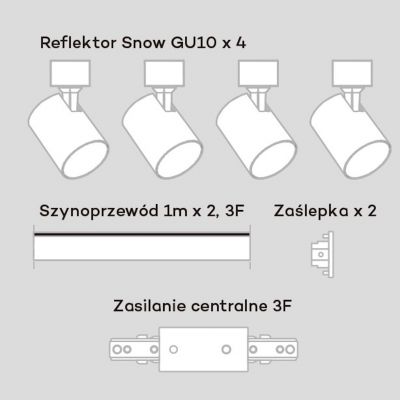 Light Prestige Snow system szynowy 4x50W biały LP-737WHSET3F
