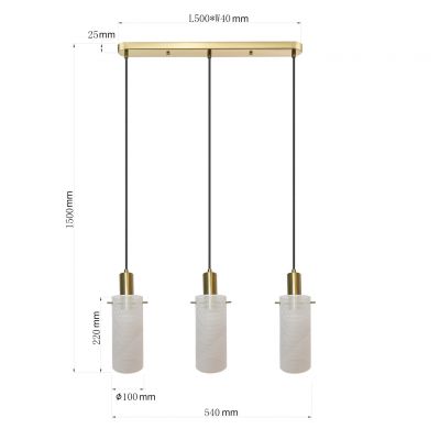 Light Prestige Tirana lampa wisząca 3x40 W biały/złoty LP-945/3LWH