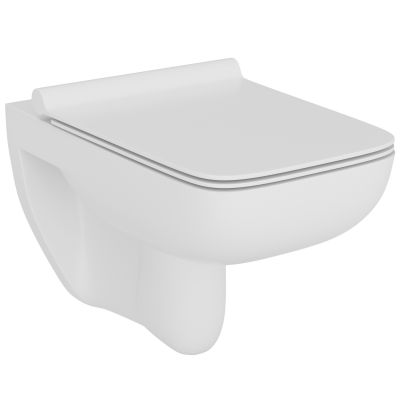 LaVita Capri miska WC wisząca bez kołnierza z deską wolnoopadającą biały połysk