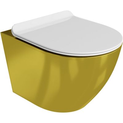 LaVita Sofi Slim Gold/White miska WC wisząca z deską sedesową wolnoopadającą złoty/biały