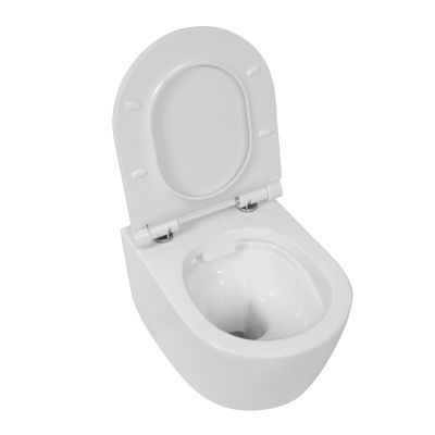 LaVita Malaga miska WC wisząca bez kołnierza z deską wolnoopadającą biały połysk