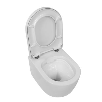 LaVita Geo miska WC wisząca bez kołnierza z deską wolnoopadającą biały połysk