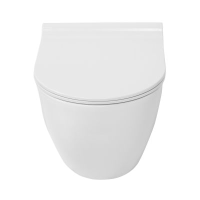LaVita Vela miska WC wisząca bez kołnierza z deską wolnoopadającą biały połysk