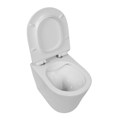 LaVita Galve miska WC wisząca bez kołnierza z deską wolnoopadającą biały połysk