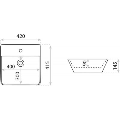 LaVita Cabrera umywalka 42x41,5 cm prostokątna nablatowa biała