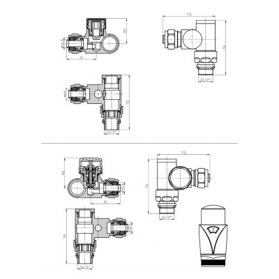 Valx zestaw zaworowy z trójnikiem biały 45805893