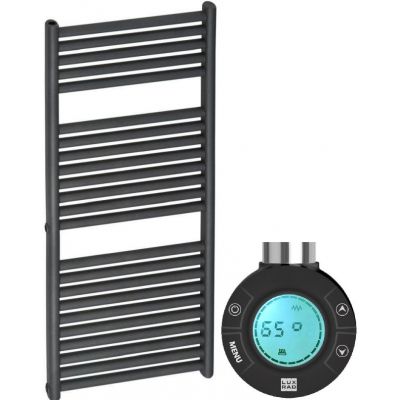 Zestaw Luxrad Ares Elektro grzejnik elektryczny 64,8x45 cm z grzałką czarny (ARES6484509005MATERG, GLX400CZ)