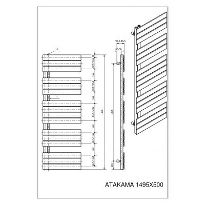 Luxrad Atakama grzejnik łazienkowy 149,5x50 cm antracyt ATA14955007016