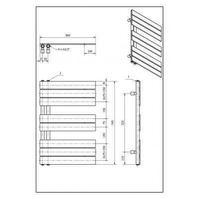 Luxrad Atakama grzejnik łazienkowy 74,5x50 cm czarny mat struktura ATA745500S040