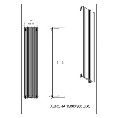 Luxrad Aurora grzejnik dekoracyjny 150x30 cm podłączenie dolne antracyt AUR15003007016ZDC