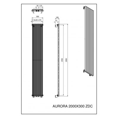 Luxrad Aurora grzejnik dekoracyjny 200x30 cm podłączenie dolne biały AUR20003009003ZDC