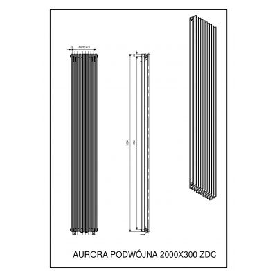 Luxrad Aurora Podwójna grzejnik dekoracyjny 200x30 cm podłączenie dolne biały AURP20003009003ZDC