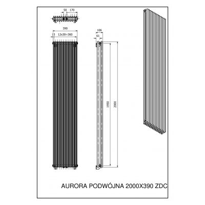 Luxrad Aurora Podwójna grzejnik dekoracyjny 200x39 cm podłączenie dolne biały AURP20003909003ZDC