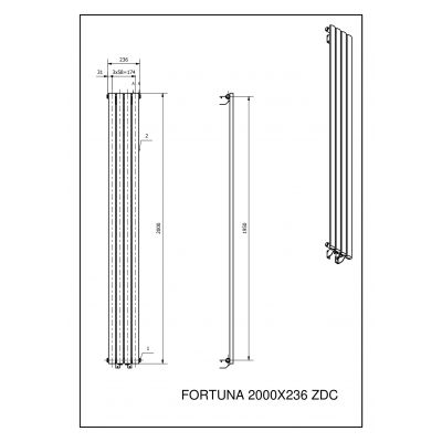 Luxrad Fortuna Pojedyncza grzejnik dekoracyjny 200x23,6 cm podłączenie dolne biały FOR20002369003ZDC