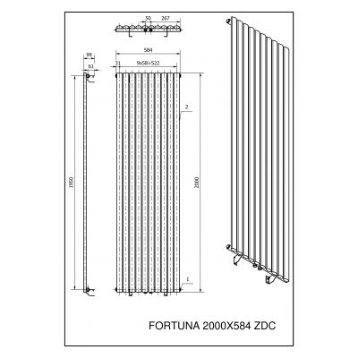 Luxrad Fortuna Pojedyncza grzejnik dekoracyjny 200x58,4 cm podłączenie dolne biały FOR20005849003ZDC