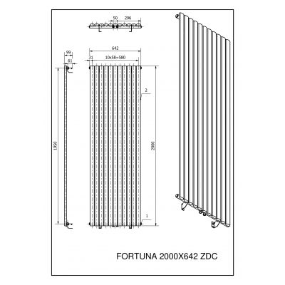 Luxrad Fortuna Pojedyncza grzejnik dekoracyjny 200x64,2 cm podłączenie dolne antracyt FOR20006427016ZDC