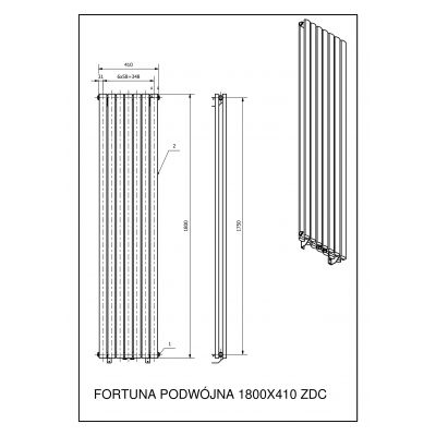 Luxrad Fortuna Podwójna grzejnik dekoracyjny 180x41 cm podłączenie dolne antracyt FORP18004107016ZDC
