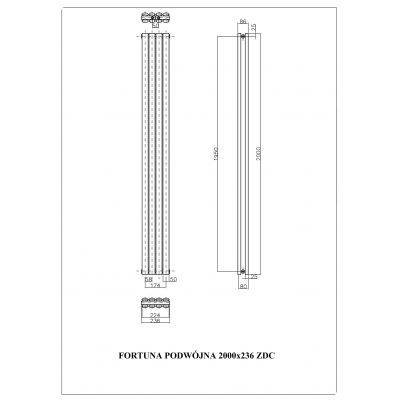 Luxrad Fortuna Podwójna grzejnik dekoracyjny 200x23,6 cm podłączenie dolne biały FORP20002369003ZDC