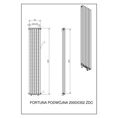 Luxrad Fortuna Podwójna grzejnik dekoracyjny 200x35,2 cm podłączenie dolne biały FORP20003529003ZDC