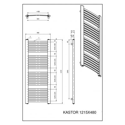 Luxrad Kastor grzejnik łazienkowy 121,5x48 cm antracyt KAST12154807016