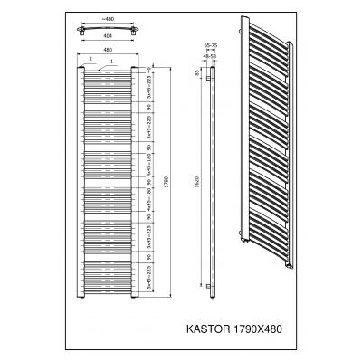 Luxrad Kastor grzejnik łazienkowy 179x48 cm antracyt KAST17904807016