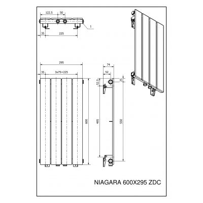 Luxrad Niagara Pojedyncza grzejnik dekoracyjny 60x29,5 cm podłączenie dolne antracyt NIA6002957016ZDC