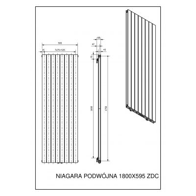 Luxrad Niagara Podwójna grzejnik dekoracyjny 180x59,5 cm podłączenie dolne biały NIAP18005959003ZDC