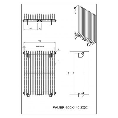Luxrad Pauer grzejnik dekoracyjny 60x44 cm podłączenie dolne antracyt PAU6004407016ZDC
