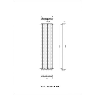 Luxrad Ring grzejnik dekoracyjny 160x41 cm podłączenie dolne grafitowy RIN1600410S007ZDC