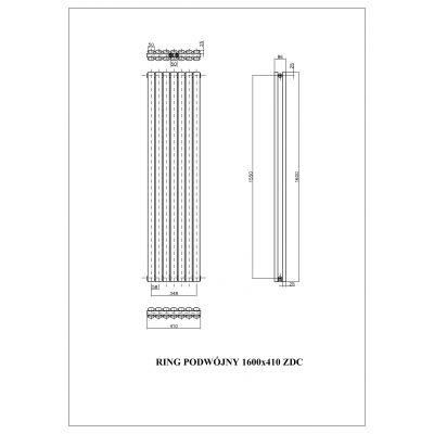 Luxrad Ring Podwójny grzejnik dekoracyjny 160x41 cm podłączenie dolne RINP16004107016ZDC