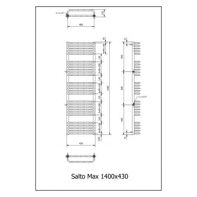 Luxrad Salto Max grzejnik łazienkowy 140x43 cm antracyt SAM14004307016