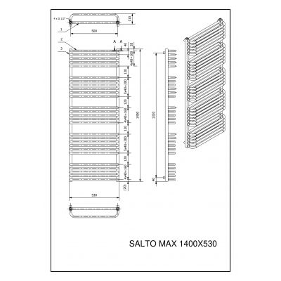 Luxrad Salto Max grzejnik łazienkowy 140x53 cm antracyt SAM14005307016