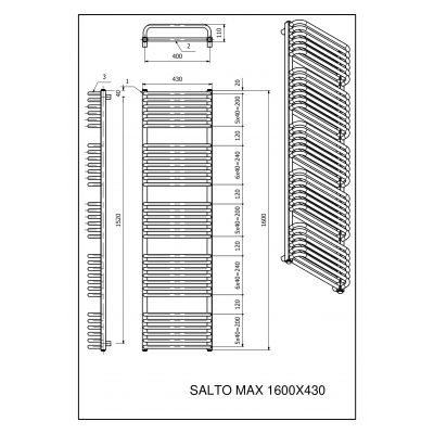 Luxrad Salto Max grzejnik łazienkowy 160x43 cm antracyt SAM16004307016