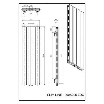 Luxrad Slim Line grzejnik dekoracyjny 100x29,5 cm podłączenie dolne antracyt SLLI10002957016ZDC