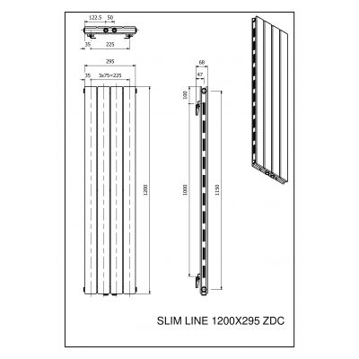Luxrad Slim Line grzejnik dekoracyjny 120x29,5 cm podłączenie dolne antracyt SLLI12002957016ZDC