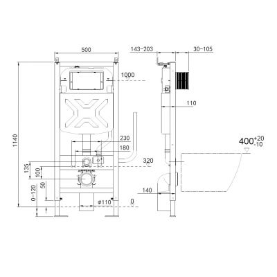 Major&Maker Black Pearl + Coral Black toaleta myjąca ze stelażem wisząca bez kołnierza czarna 4030FS200302B