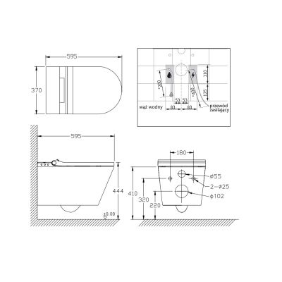 Major&Maker Classic + Coral Black toaleta myjąca ze stelażem i przyciskiem wisząca bez kołnierza biała 4050FWS200302B