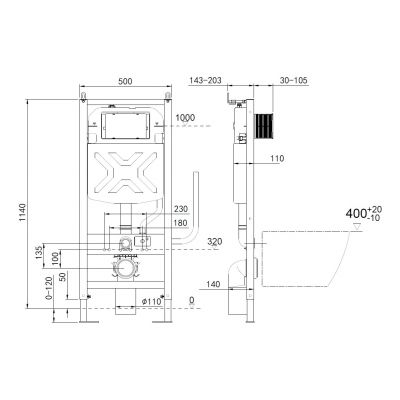 Major&Maker Topaz White + Coral Black toaleta myjąca ze stelażem i przyciskiem czarnym 4701FWS200302B