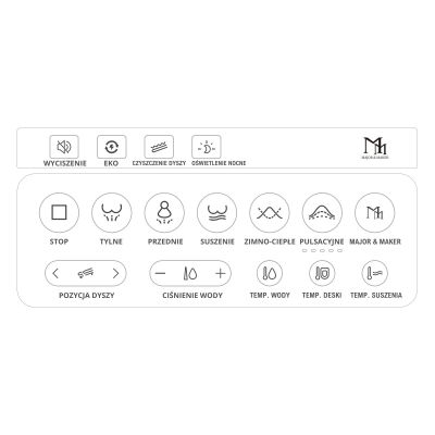 Major&Maker Royal + Coral Black toaleta myjąca ze stelażem i przyciskiem wisząca bez kołnierza biała I65S200302B