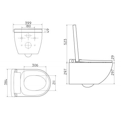 Major&Maker Royal + Coral Black toaleta myjąca ze stelażem i przyciskiem wisząca bez kołnierza biała I65S200302B