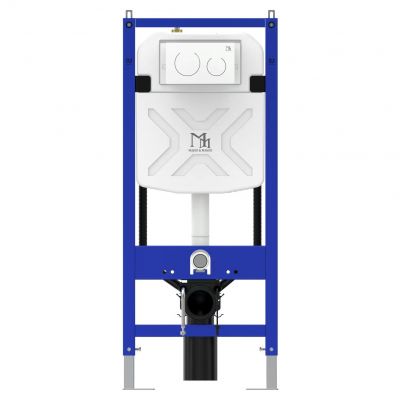 Major&Maker Royal + Coral White toaleta myjąca ze stelażem i przyciskiem wisząca bez kołnierza biała I65S200302W