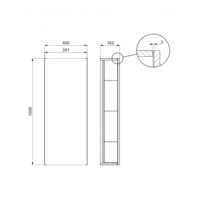 Meissen Keramik Kontra szafka 40x18,3x100 cm boczna wisząca biała S1004-006