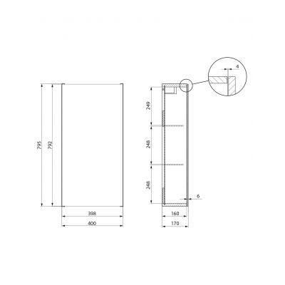 Meissen Keramik Werta szafka 40x17x79,5 cm boczna wisząca antracyt S1005-003
