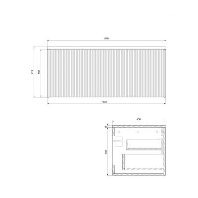 Meissen Keramik Werta szafka z blatem 99,8x45x42,1 cm podumywalkowa wisząca antracyt S1005-010