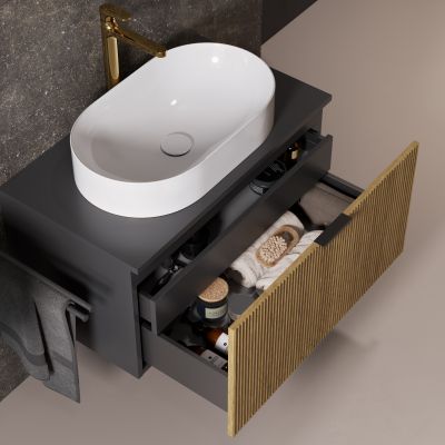 Meissen Keramik Werta szafka z blatem 99,8x45x42,1 cm podumywalkowa wisząca antracyt S1005-010