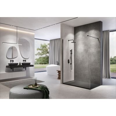 Meissen Keramik Kontra ścianka prysznicowa walk-in 90 cm czarny mat/szkło przezroczyste S169-005