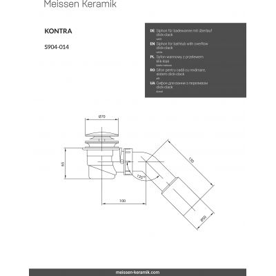 Meissen Keramik Kontra syfon z przelewem biały S904-014